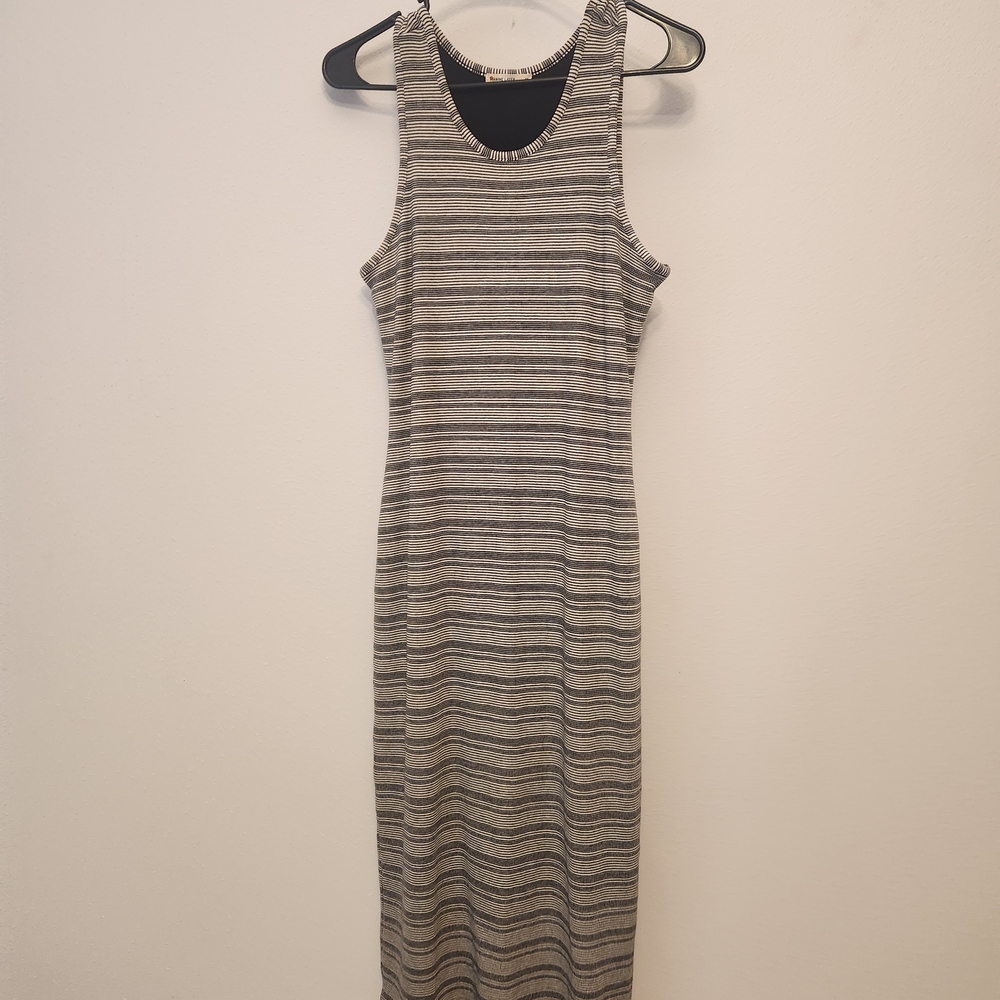 Marine Layer Striped Sleeveless Maxi Dress in Gray and Black